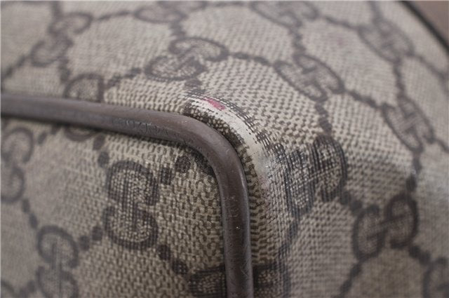 Authentic GUCCI Web Sherry Line Hand Boston Bag GG PVC Leather Brown 0932G