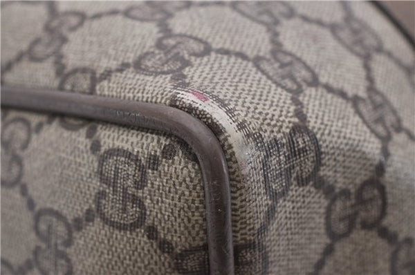 Authentic GUCCI Web Sherry Line Hand Boston Bag GG PVC Leather Brown 0932G