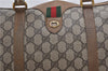 Authentic GUCCI Web Sherry Line Hand Boston Bag GG PVC Leather Brown 0932G
