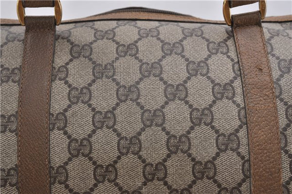 Authentic GUCCI Web Sherry Line Hand Boston Bag GG PVC Leather Brown 0932G
