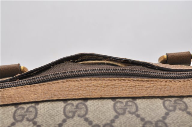 Authentic GUCCI Web Sherry Line Hand Boston Bag GG PVC Leather Brown 0932G