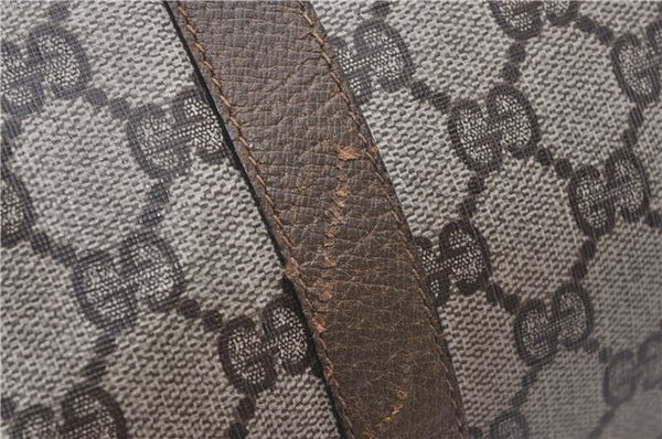 Authentic GUCCI Web Sherry Line Hand Boston Bag GG PVC Leather Brown 0932G