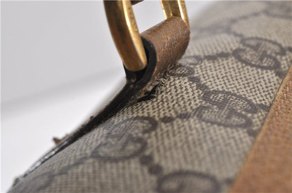 Authentic GUCCI Web Sherry Line Hand Boston Bag GG PVC Leather Brown 0932G