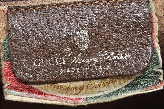 Authentic GUCCI Web Sherry Line Hand Boston Bag GG PVC Leather Brown 0932G