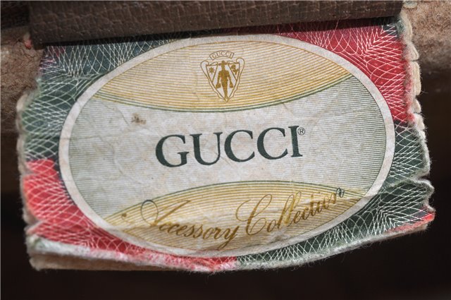 Authentic GUCCI Web Sherry Line Hand Boston Bag GG PVC Leather Brown 0932G
