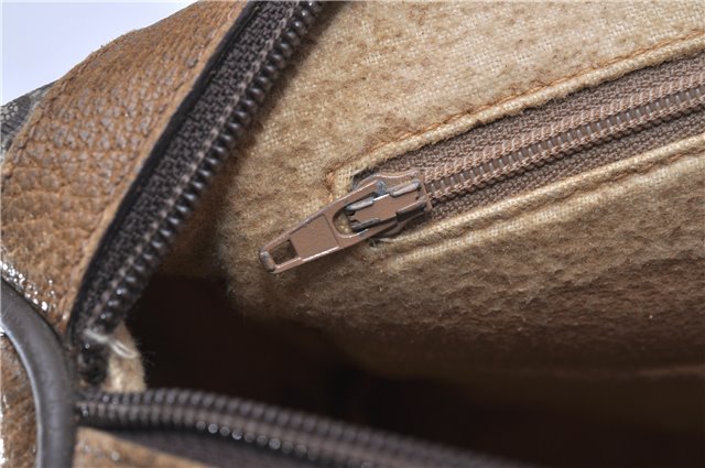 Authentic GUCCI Web Sherry Line Hand Boston Bag GG PVC Leather Brown 0932G