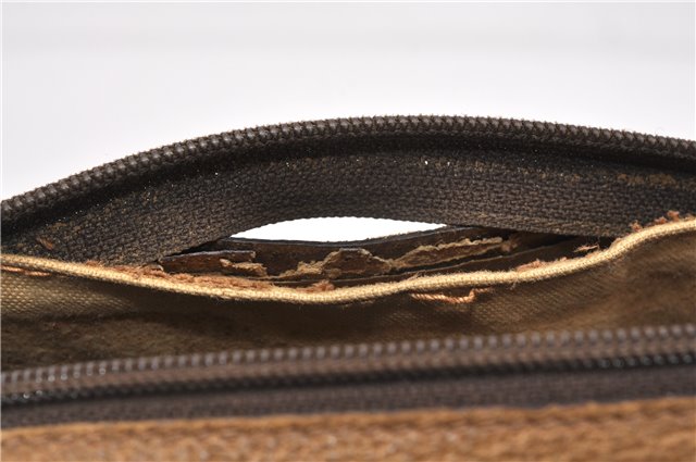 Authentic GUCCI Web Sherry Line Hand Boston Bag GG PVC Leather Brown 0932G