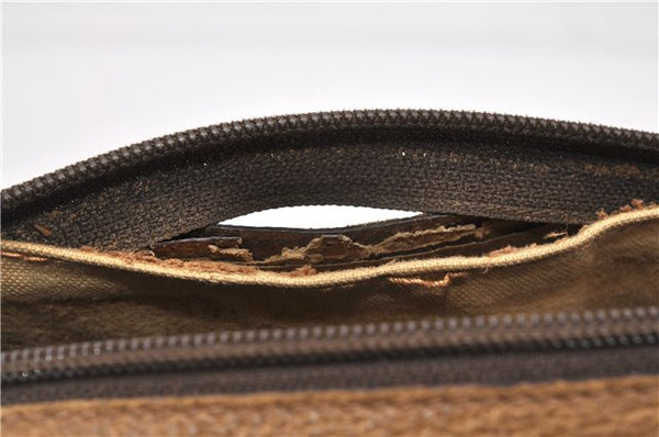 Authentic GUCCI Web Sherry Line Hand Boston Bag GG PVC Leather Brown 0932G