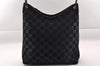 Authentic GUCCI Bamboo Shoulder Hand Bag Purse GG Suede 0013007 Black 0933I