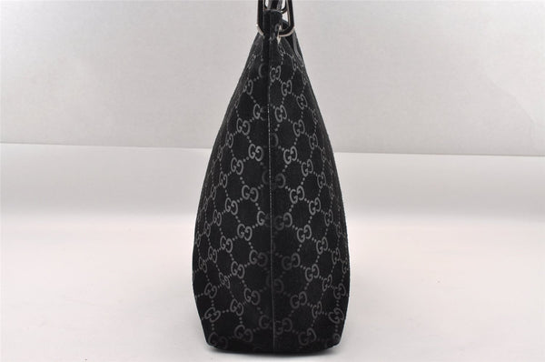 Authentic GUCCI Bamboo Shoulder Hand Bag Purse GG Suede 0013007 Black 0933I