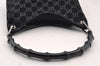 Authentic GUCCI Bamboo Shoulder Hand Bag Purse GG Suede 0013007 Black 0933I