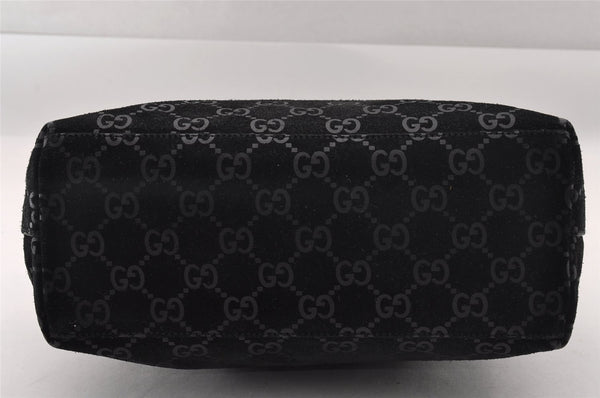 Authentic GUCCI Bamboo Shoulder Hand Bag Purse GG Suede 0013007 Black 0933I