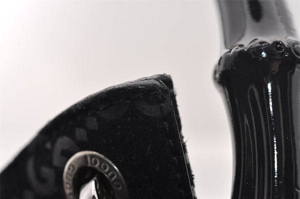 Authentic GUCCI Bamboo Shoulder Hand Bag Purse GG Suede 0013007 Black 0933I