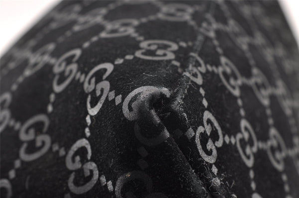 Authentic GUCCI Bamboo Shoulder Hand Bag Purse GG Suede 0013007 Black 0933I