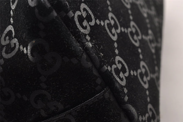 Authentic GUCCI Bamboo Shoulder Hand Bag Purse GG Suede 0013007 Black 0933I