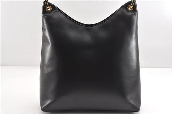 Authentic GUCCI Vintage Bamboo Shoulder Hand Bag Leather 0013007 Black 0934G