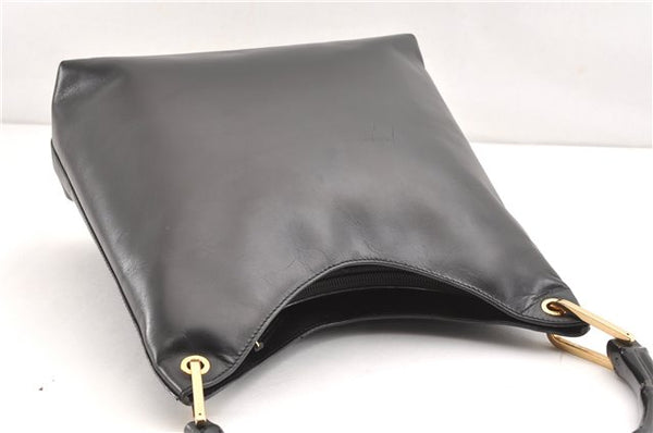 Authentic GUCCI Vintage Bamboo Shoulder Hand Bag Leather 0013007 Black 0934G