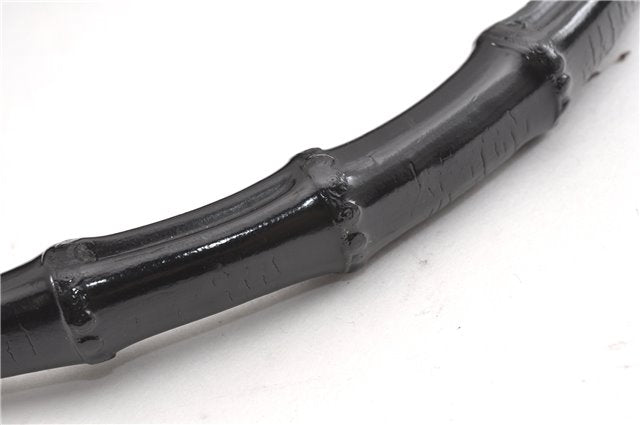 Authentic GUCCI Vintage Bamboo Shoulder Hand Bag Leather 0013007 Black 0934G