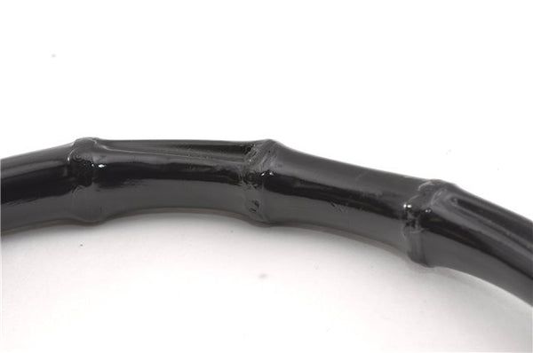 Authentic GUCCI Vintage Bamboo Shoulder Hand Bag Leather 0013007 Black 0934G