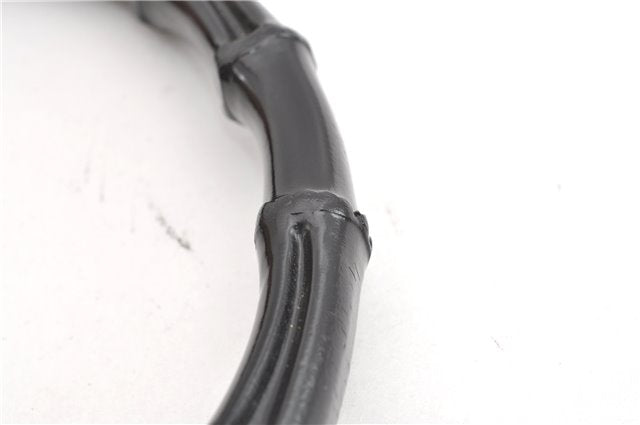 Authentic GUCCI Vintage Bamboo Shoulder Hand Bag Leather 0013007 Black 0934G