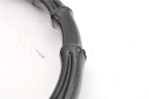 Authentic GUCCI Vintage Bamboo Shoulder Hand Bag Leather 0013007 Black 0934G