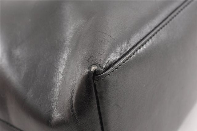 Authentic GUCCI Vintage Bamboo Shoulder Hand Bag Leather 0013007 Black 0934G