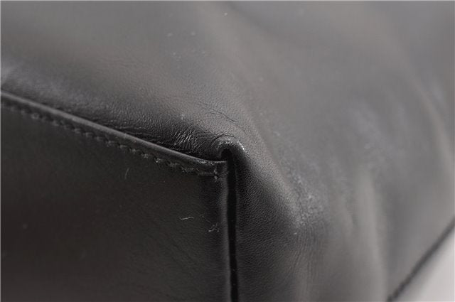 Authentic GUCCI Vintage Bamboo Shoulder Hand Bag Leather 0013007 Black 0934G