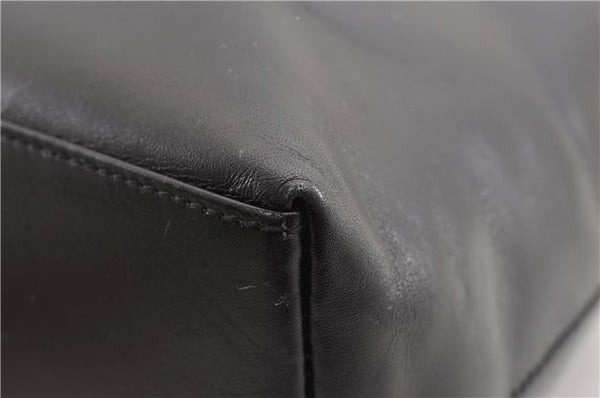 Authentic GUCCI Vintage Bamboo Shoulder Hand Bag Leather 0013007 Black 0934G