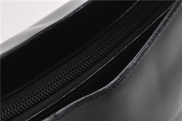 Authentic GUCCI Vintage Bamboo Shoulder Hand Bag Leather 0013007 Black 0934G