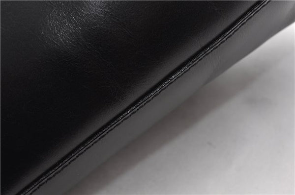 Authentic GUCCI Vintage Bamboo Shoulder Hand Bag Leather 0013007 Black 0934G