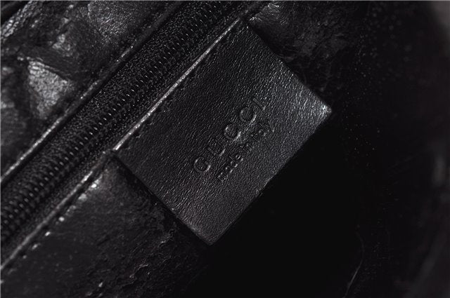Authentic GUCCI Vintage Bamboo Shoulder Hand Bag Leather 0013007 Black 0934G