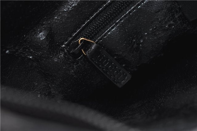 Authentic GUCCI Vintage Bamboo Shoulder Hand Bag Leather 0013007 Black 0934G