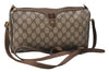 Authentic GUCCI Web Sherry Line Shoulder Cross Bag GG PVC Leather Brown 0935G