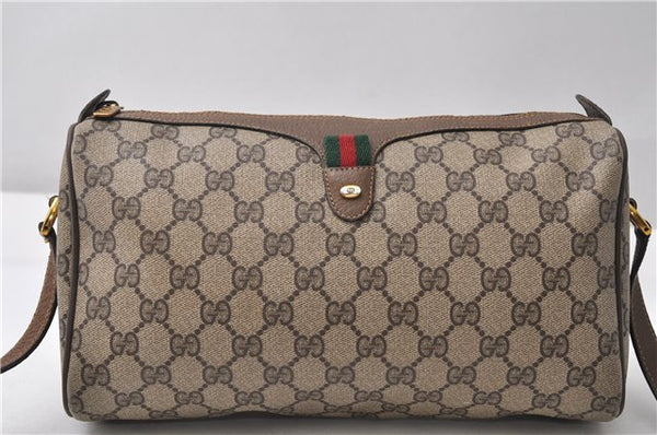 Authentic GUCCI Web Sherry Line Shoulder Cross Bag GG PVC Leather Brown 0935G