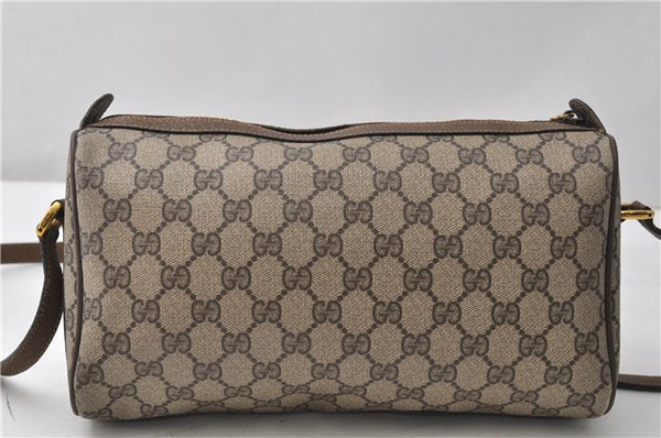 Authentic GUCCI Web Sherry Line Shoulder Cross Bag GG PVC Leather Brown 0935G