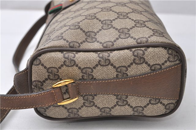 Authentic GUCCI Web Sherry Line Shoulder Cross Bag GG PVC Leather Brown 0935G