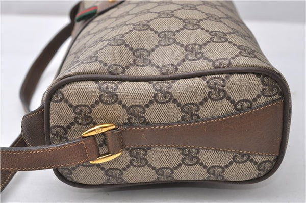Authentic GUCCI Web Sherry Line Shoulder Cross Bag GG PVC Leather Brown 0935G