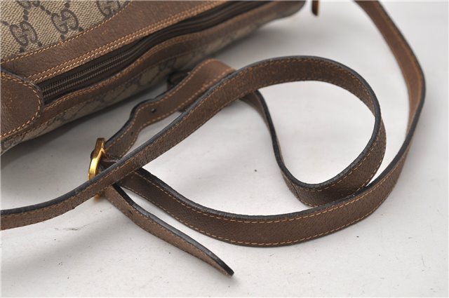 Authentic GUCCI Web Sherry Line Shoulder Cross Bag GG PVC Leather Brown 0935G