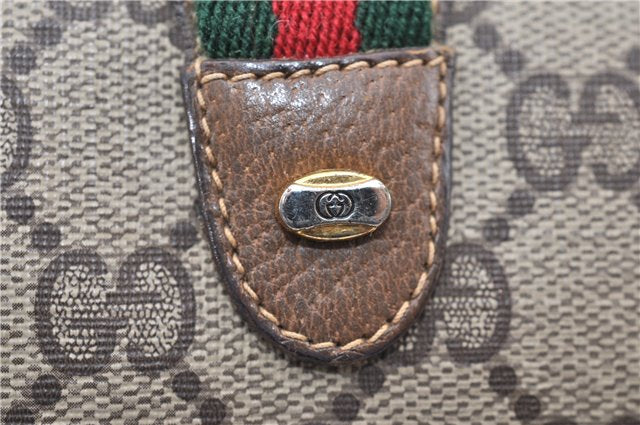 Authentic GUCCI Web Sherry Line Shoulder Cross Bag GG PVC Leather Brown 0935G