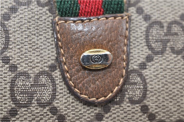 Authentic GUCCI Web Sherry Line Shoulder Cross Bag GG PVC Leather Brown 0935G