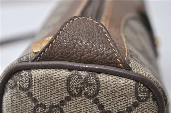 Authentic GUCCI Web Sherry Line Shoulder Cross Bag GG PVC Leather Brown 0935G