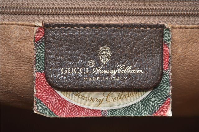 Authentic GUCCI Web Sherry Line Shoulder Cross Bag GG PVC Leather Brown 0935G