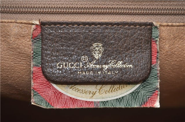 Authentic GUCCI Web Sherry Line Shoulder Cross Bag GG PVC Leather Brown 0935G