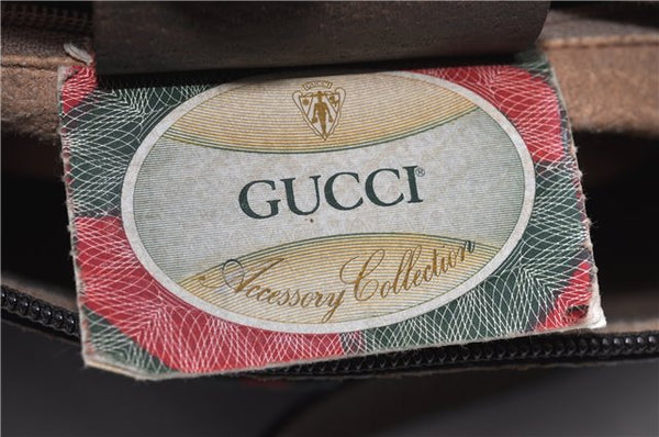Authentic GUCCI Web Sherry Line Shoulder Cross Bag GG PVC Leather Brown 0935G