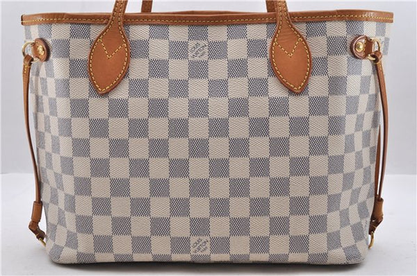 Authentic Louis Vuitton Damier Azur Neverfull PM Tote Bag N51110 LV 0936D