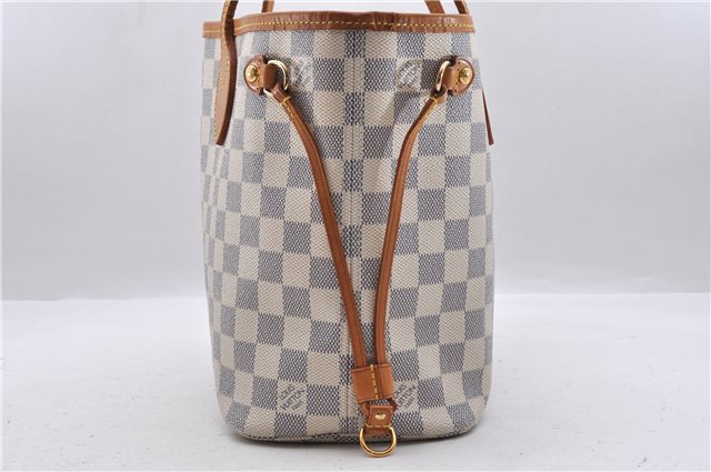 Authentic Louis Vuitton Damier Azur Neverfull PM Tote Bag N51110 LV 0936D