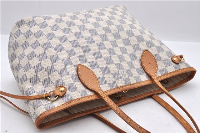 Authentic Louis Vuitton Damier Azur Neverfull PM Tote Bag N51110 LV 0936D