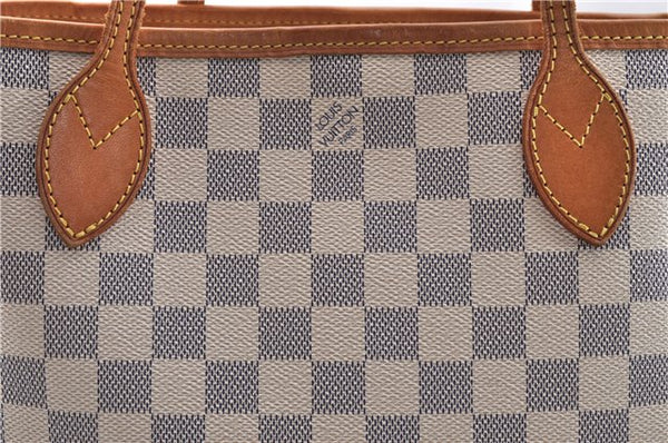 Authentic Louis Vuitton Damier Azur Neverfull PM Tote Bag N51110 LV 0936D