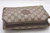 Authentic GUCCI Vintage Clutch Hand Bag Purse GG PVC Leather Brown 0936G