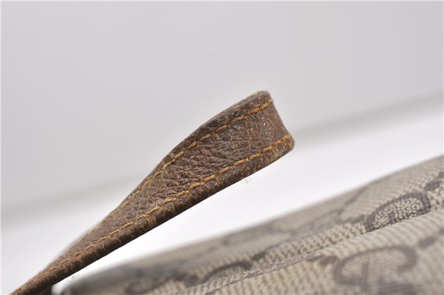 Authentic GUCCI Vintage Clutch Hand Bag Purse GG PVC Leather Brown 0936G